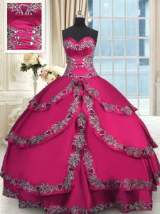 Wine Red Sleeveless Floor Length Beading and Embroidery and Ruffled Layers Lace Up 15th Birthday Dress