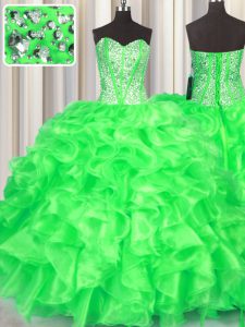 New Style Quinceanera Dress Military Ball and Sweet 16 and Quinceanera and For with Beading and Ruffles Sweetheart Sleeveless Lace Up