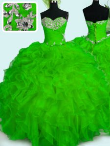 Captivating Floor Length Lace Up Vestidos de Quinceanera for Military Ball and Sweet 16 and Quinceanera with Beading and Ruffles