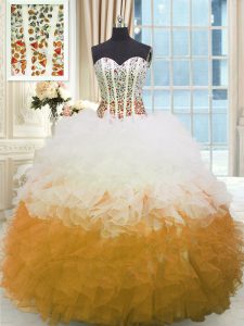 Charming Sweetheart Sleeveless Lace Up Quinceanera Gown Multi-color Organza