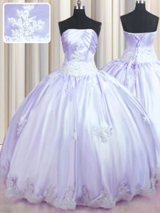 Sleeveless Lace Up Floor Length Beading and Appliques Sweet 16 Dresses