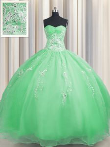 Zipper Up Quinceanera Gown Military Ball and Sweet 16 and Quinceanera and For with Beading and Appliques Sweetheart Sleeveless Zipper