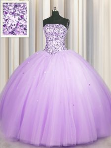 Amazing Really Puffy Sleeveless Lace Up Floor Length Beading and Sequins Quinceanera Gown