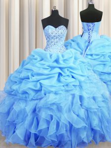Sleeveless Beading and Ruffles and Pick Ups Backless Quinceanera Dress