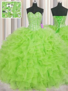 Affordable Visible Boning Floor Length Sweet 16 Dress Sweetheart Sleeveless Lace Up