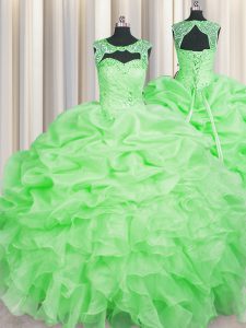 Latest Pick Ups Scoop Sleeveless Lace Up Sweet 16 Quinceanera Dress Organza