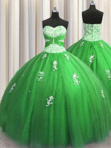Superior Lace Up Quince Ball Gowns Beading and Appliques Sleeveless Floor Length
