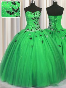 Sleeveless Lace Up Floor Length Beading and Appliques Vestidos de Quinceanera