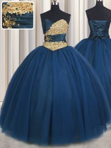 Flare Teal Ball Gowns Beading and Ruching and Belt Sweet 16 Dresses Lace Up Chiffon Sleeveless Floor Length