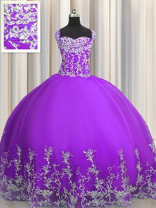 Modern Floor Length Eggplant Purple 15 Quinceanera Dress Straps Sleeveless Lace Up