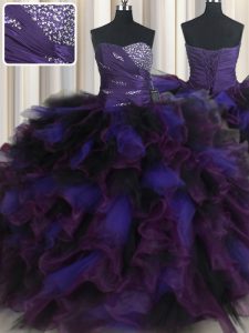 Sweetheart Sleeveless Lace Up Vestidos de Quinceanera Multi-color Tulle