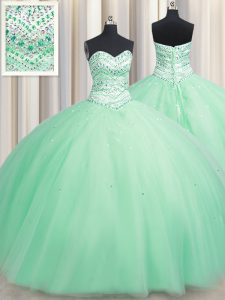 Adorable Floor Length Ball Gowns Sleeveless Apple Green Ball Gown Prom Dress Lace Up