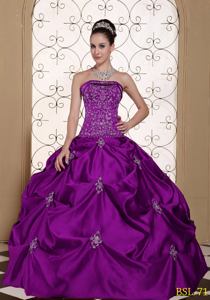 Embroidery Taffeta Strapless Quinceanera Dress with Pick-ups in Hyannis MA