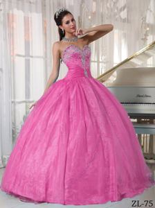 Rose Pink Sweetheart Sweet 16 Quinceanera Dresses with Appliques in Beverly