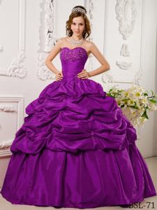 Purple Ball Gown Sweetheart Taffeta Appliques Quinceanera Dress in Andover