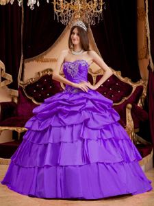 Purple Ball Gown Sweetheart Taffeta Appliques Quinceanera Dress in Frederick