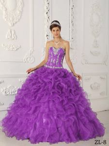 Lavender Sweetheart Appliqued Quinceanera Dress with Ruffles in Longview