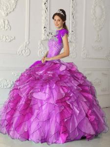 Fuchsia Strapless Floor-length Quinceanera Dress with Beading in Trujui Argentina