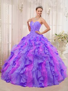 Multi-colored Sweetheart Floor-length Appliqued Quinceanera Dress