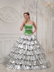 A-line Strapless Floor-length Quinceanera Dress with Beading in Libertad