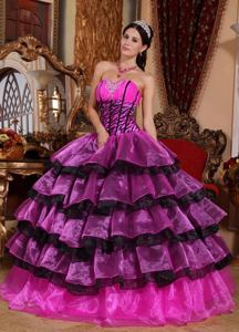 Multi-colored Sweetheart Organza Quinceanera Dress with Ruffles in Burzaco