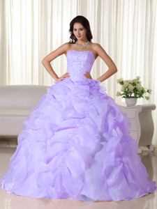 Strapless Organza Lilac Quinceanera Dress with Beading in Castelar Argentina