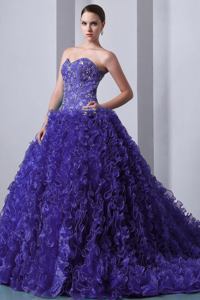 Purple Sweetheart Appliqued Ruffled formal Quinceanera Dresses in Breckenridge