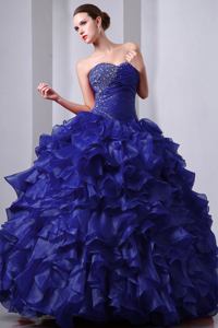 Royal Blue Sweetheart Elegant Quinceanera Dress with Beading Ruffles in Aurora