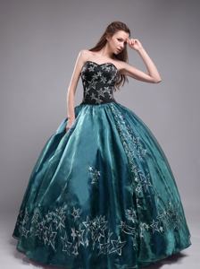 Embroidered Sweetheart Ball Gown Elegant Quinceaneras Dress in Teal in Chatsworth