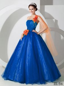 Single Shoulder Dress For Quinceanera with Handle Flowers near Winfield