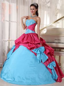 Blue and Red Sweet 15 Dress with Bowknot and Pick Ups in Hedgesville WV