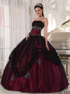 Burgundy Quinceanera Dress with Flowers and Appliques in Lost River WV
