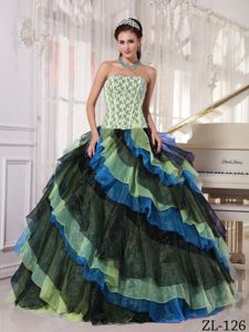 Multi-color Lace and Ruffled Layers Sweet Sixteen Quinceanera Dresses