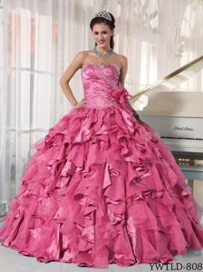 Flower Ruche Diamonds and Ruffles Quinceanera Dress in Pinedale WY