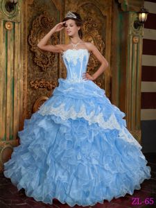 Lace and Ruffles Decorated Strapless Quinceanera Gowns near Princeton