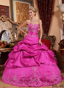 Hot Pink Quinceanera Gowns with Embroidery and Pick Ups in Buckhannon