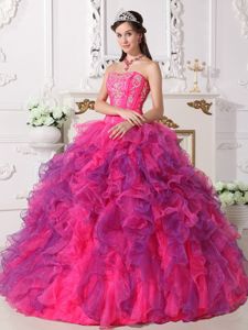 Ruffled and Embroidery Multi-color Dress For Quinceanera in Shepherdstown