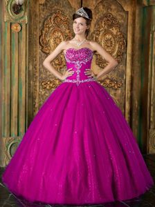 Appliques Decorated Dress For Quinceanera with Beaded Breast in Fairmont