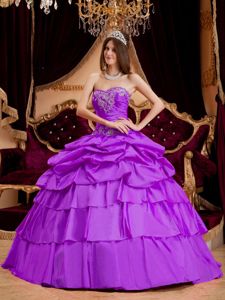 Beaded Appliques and Ruche Layers Quinceanera Gown near Port Orchard