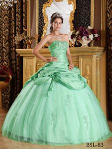 Beaded Appliques and Pick Ups Apple Green Quinceanera Gown in Tukwila