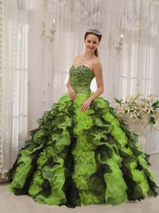 Multi-colored Sweetheart Organza Beading Quinceanera Dress in Kansas City