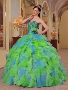 Colorful Ball Gown Sweetheart Ruffled Organza Quinceanera Dress in Saint Cloud