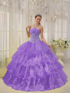 Purple Ball Gown Strapless Beading Quinceanera Gown Dresses in Rochester