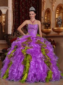 Exclusive Sweetheart Colorful Organza Beading Quinceanera Dress in Holland
