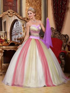 Multi-color Ball Gown Sweetheart Tulle with Beading Quinceanera Gown Dresses