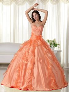 Orange Ball Gown Sweetheart Taffeta Embroidery Quinceanera Dress in Detroit