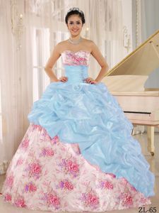 Multi-color Sweetheart Floor-length Dress For Quinceanera with Pick-ups