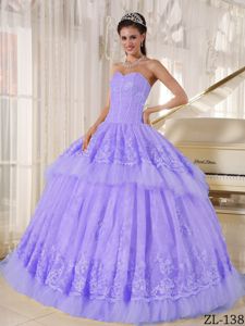 Elegant Lilac Sweetheart Long Quinceanera Gowns with Appliques in Reno