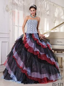 New Multi-color Strapless Long Quinceanera Gown Dresses with Appliques