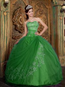 Green Sweetheart Floor-length Quinceanera Gown Dresses with Appliques